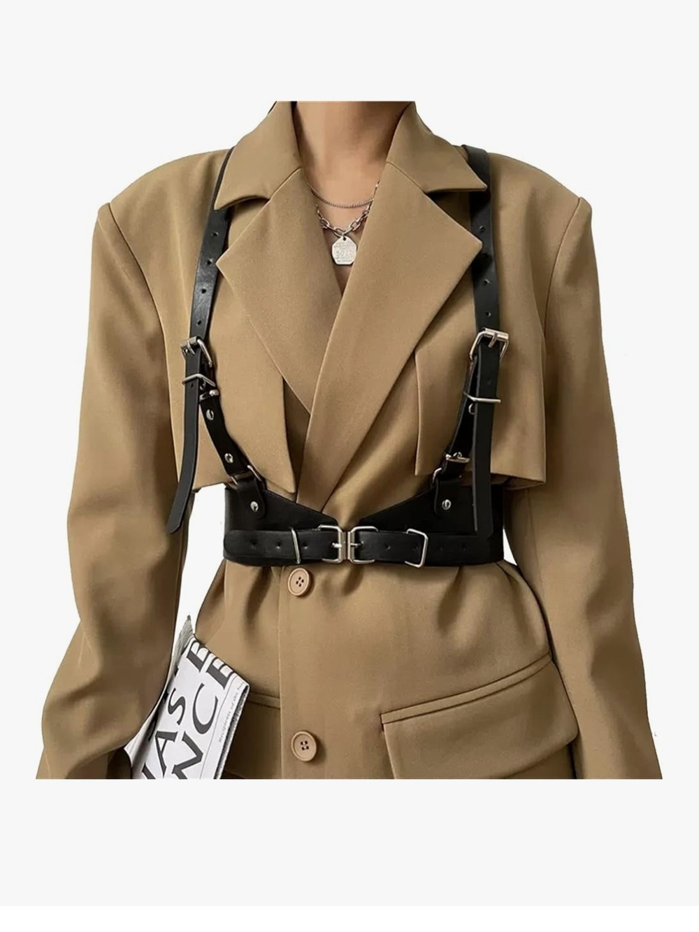 Black Leather Harness Belt